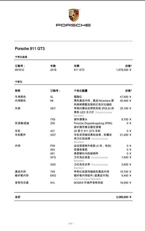 保时捷911配置需要