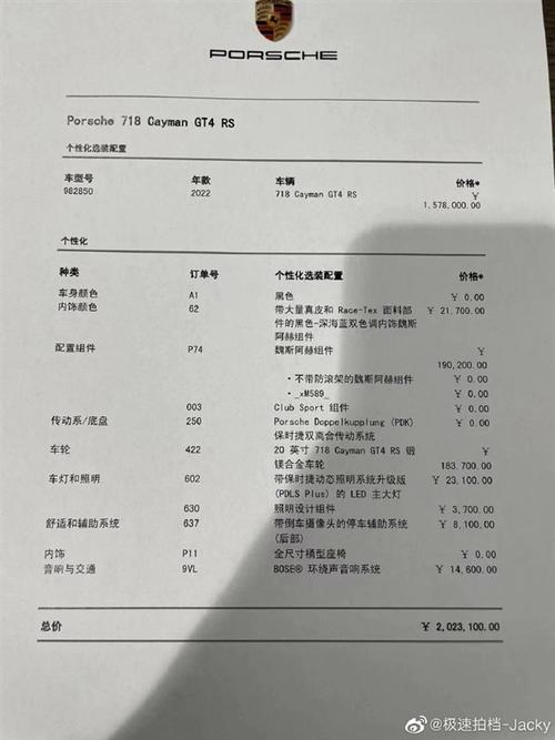 保时捷rs配置参数