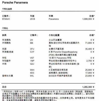 保时捷panamera的标准配置