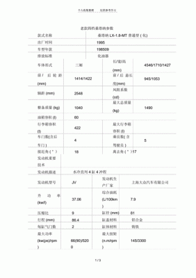 老款普桑参数和配置